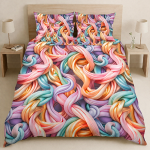 Pastel Swirl Bedsheet Set – 5 Pcs BY AR