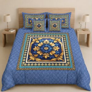 Luxury Blue Floral Bedsheet Set BY AR