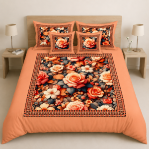Modern Floral Print Bedsheet by AR