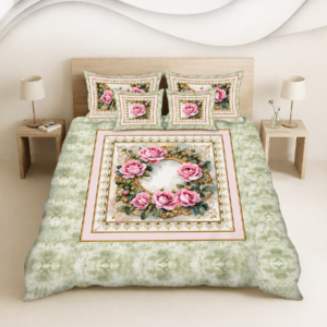 Pink Rose Digital Bed Sheet Set by AR