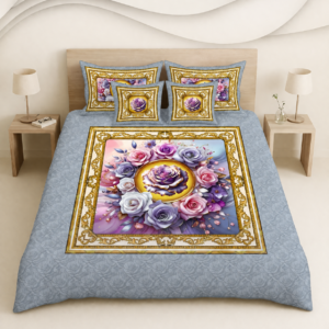 Luxury Grey & Floral Digital Bedsheet by AR