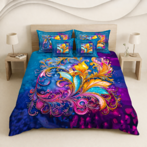 Multicolor Floral Digital Bedsheet Set by AR