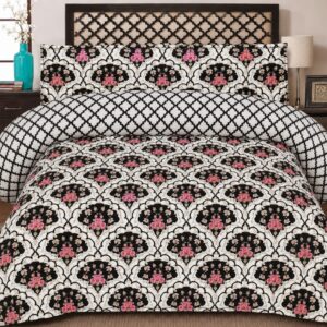 Gul Ahmad Black, White & Rose Duvet Set by AR