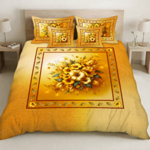 BEDIOR Golden Floral Bedsheet Set BY AR